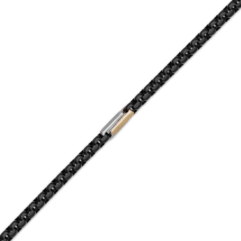 Main Image 2 of Men's Box Chain Necklace 4.5mm Black & Yellow Ion-Plated Solid Stainless Steel 22&quot;
