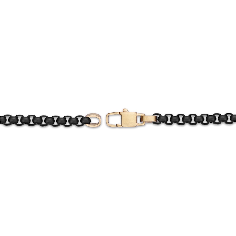 Main Image 3 of Men's Box Chain Necklace 4.5mm Black & Yellow Ion-Plated Solid Stainless Steel 22&quot;