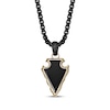 Thumbnail Image 1 of Men's Black Agate Arrowhead Necklace Black & Yellow Ion-Plated Stainless Steel 24&quot;