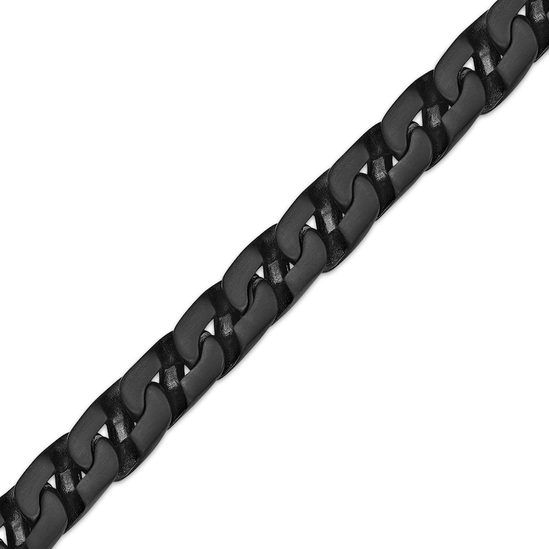 Main Image 3 of Flat Chain Bracelet 10mm Matte Black Ion-Plated Solid Stainless Steel 9.25&quot;