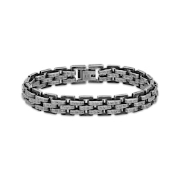 Men's Antique Finish Link Bracelet 10.5mm Black Ion-Plated Solid Stainless Steel 7.75"