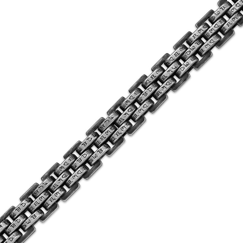 Main Image 3 of Men's Antique Finish Link Bracelet 10.5mm Black Ion-Plated Solid Stainless Steel 7.75&quot;