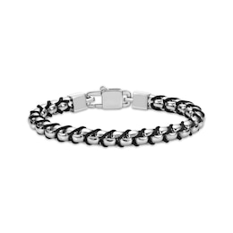 Men's Box Chain Cord Bracelet Hollow Stainless Steel 8"