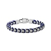 Thumbnail Image 1 of Men's Black & Blue Cord Box Chain Bracelet Hollow Stainless Steel 8&quot;