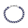 Thumbnail Image 2 of Men's Black & Blue Cord Box Chain Bracelet Hollow Stainless Steel 8&quot;