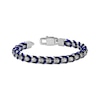 Thumbnail Image 3 of Men's Black & Blue Cord Box Chain Bracelet Hollow Stainless Steel 8&quot;