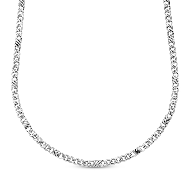 Main Image 1 of Fancy Link Necklace 5.4mm Solid Sterling Silver 22&quot;