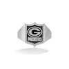 Thumbnail Image 1 of True Fans Green Bay Packers 1/6 CT. T.W. Diamond and Enamel Shield Ring in Sterling Silver