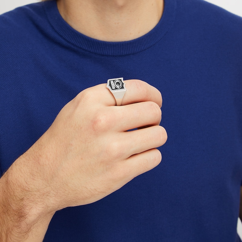 Main Image 4 of True Fans Green Bay Packers 1/6 CT. T.W. Diamond and Enamel Shield Ring in Sterling Silver