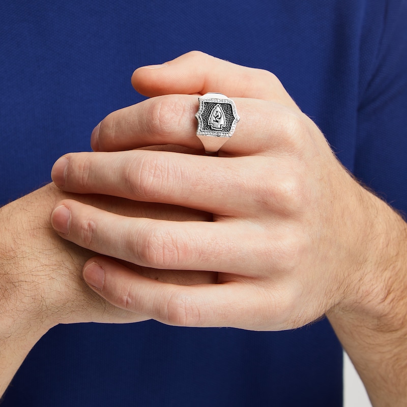 Main Image 4 of True Fans Kansas City Chiefs 1/6 CT. T.W. Diamond and Enamel Shield Ring in Sterling Silver