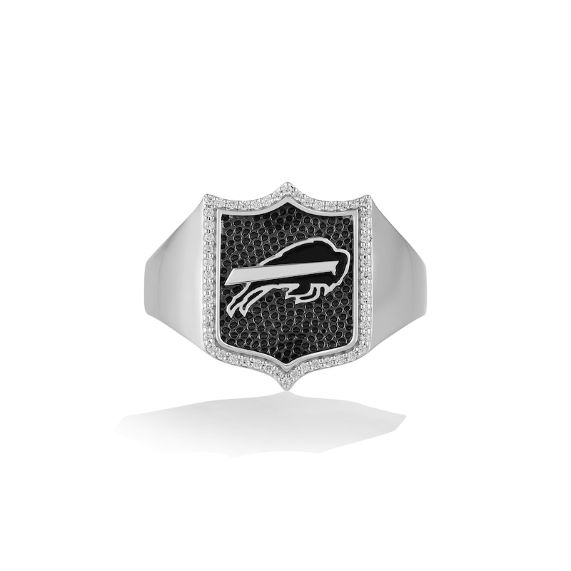 Main Image 1 of True Fans Buffalo Bills 1/6 CT. T.W. Diamond and Enamel Shield Ring in Sterling Silver