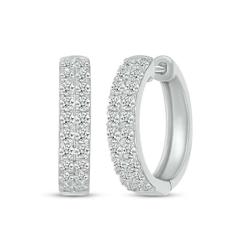 Lab-Created Diamonds by KAY Two-Row Hoop Earrings 1 ct tw 10K White Gold