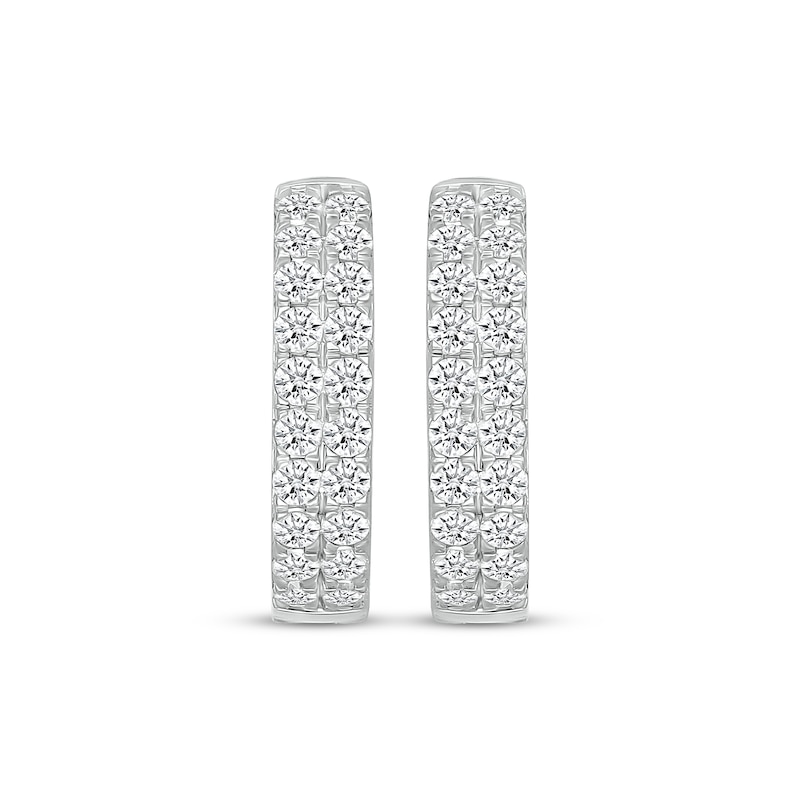 Main Image 2 of KAY Lab-Grown Diamonds Two-Row Hoop Earrings 1 ct tw 10K White Gold