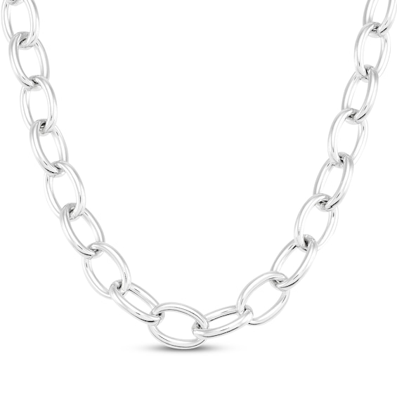 Rolo Chain Necklace Hollow Sterling Silver 19.5"