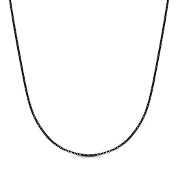 Round Box Chain Necklace 2mm Black Ion-Plated Solid Stainless Steel 18"