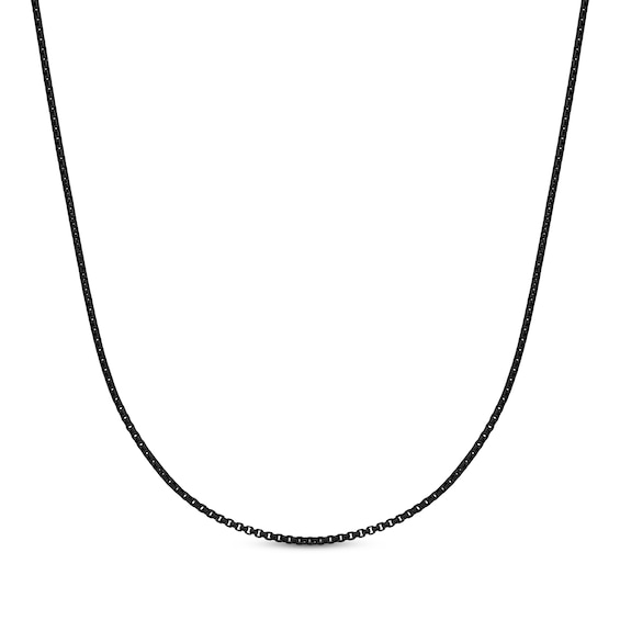 Round Box Chain Necklace 2mm Black Ion-Plated Solid Stainless Steel 20"