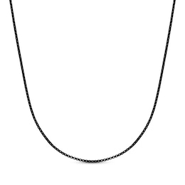Round Box Chain Necklace 2mm Black Ion-Plated Solid Stainless Steel 22"