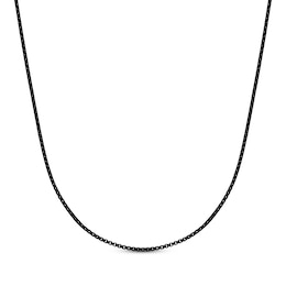 Round Box Chain Necklace 2mm Black Ion-Plated Solid Stainless Steel 24"