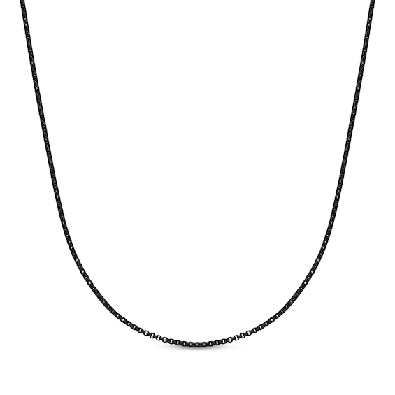 Round Box Chain Necklace 2mm Black Ion-Plated Solid Stainless Steel 30"
