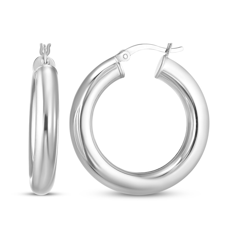 Main Image 1 of Tube Hoop Earrings Sterling Silver 40mm