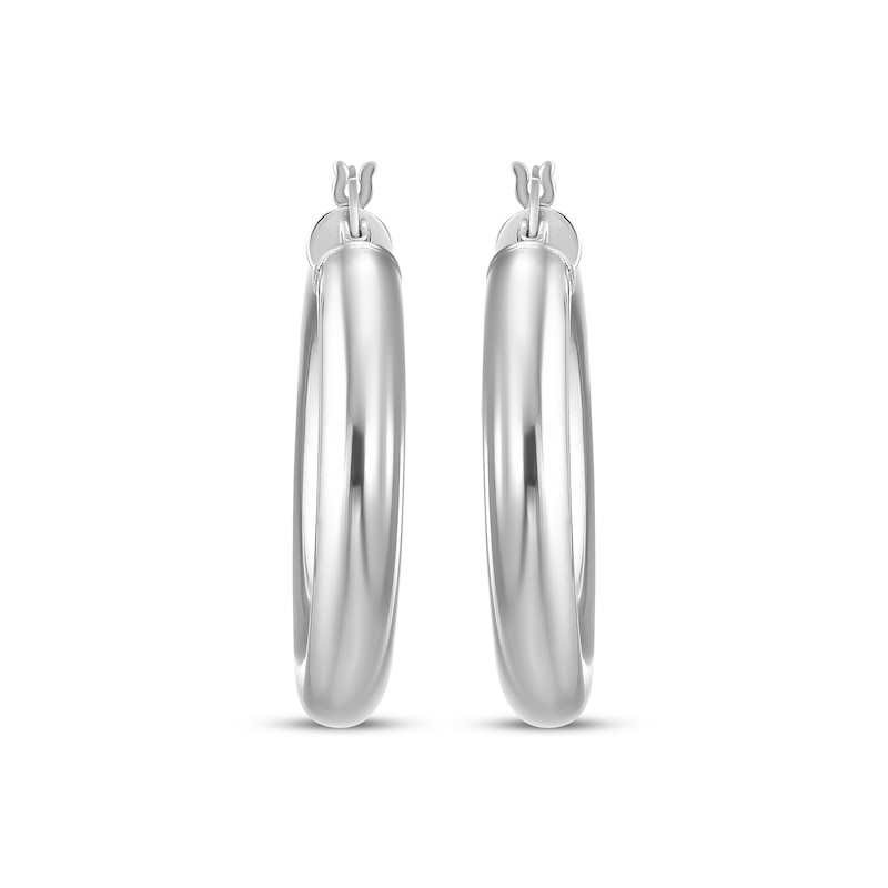 Main Image 2 of Tube Hoop Earrings Sterling Silver 40mm