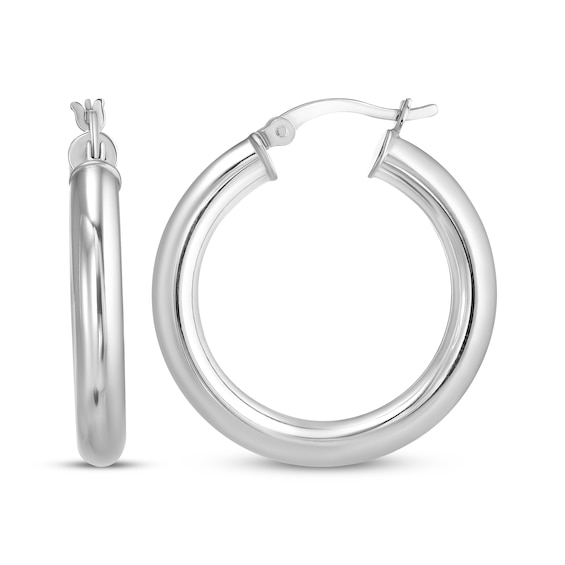 Tube Hoop Earrings Sterling Silver 28mm