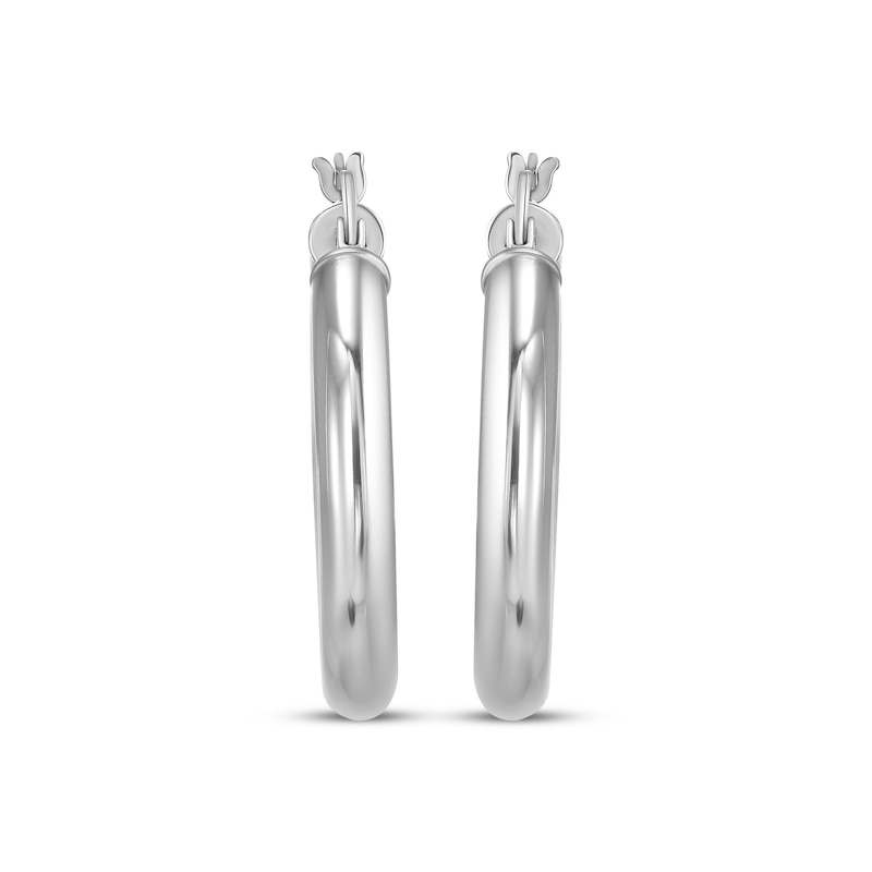 Main Image 2 of Tube Hoop Earrings Sterling Silver 28mm