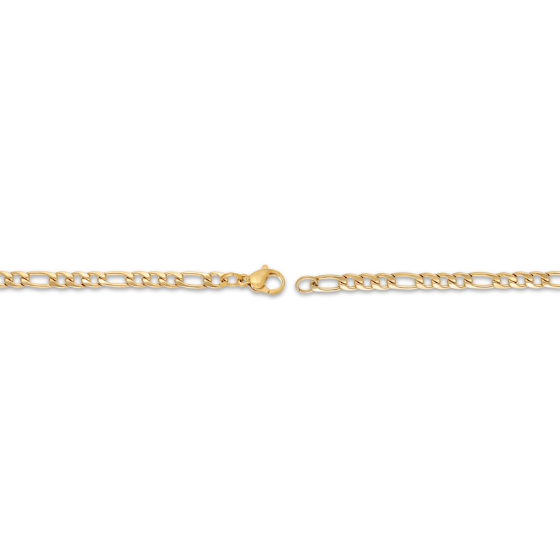 Main Image 3 of Figaro Chain Necklace 4mm Yellow Ion-Plated Solid Stainless Steel 22&quot;