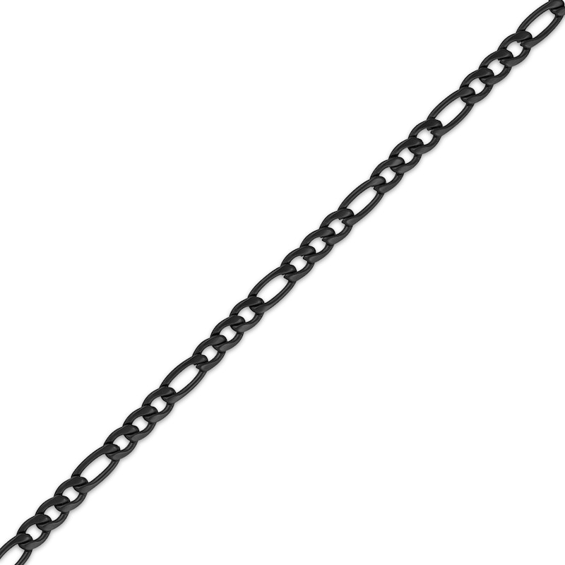 Main Image 2 of Figaro Chain Necklace 4mm Black Ion-Plated Solid Stainless Steel 20&quot;