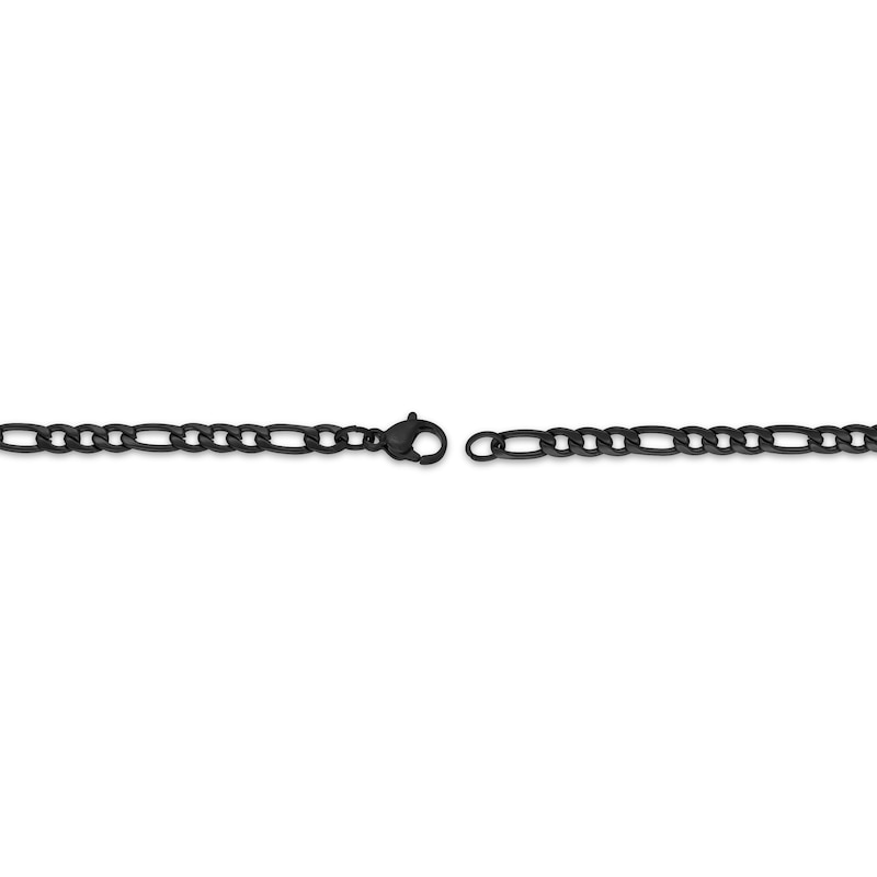 Main Image 3 of Figaro Chain Necklace 4mm Black Ion-Plated Solid Stainless Steel 24&quot;