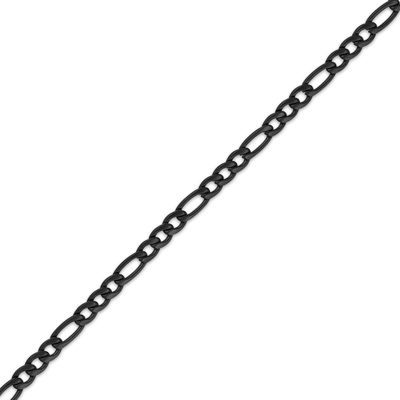 Main Image 2 of Figaro Chain Necklace 4mm Black Ion-Plated Solid Stainless Steel 30&quot;