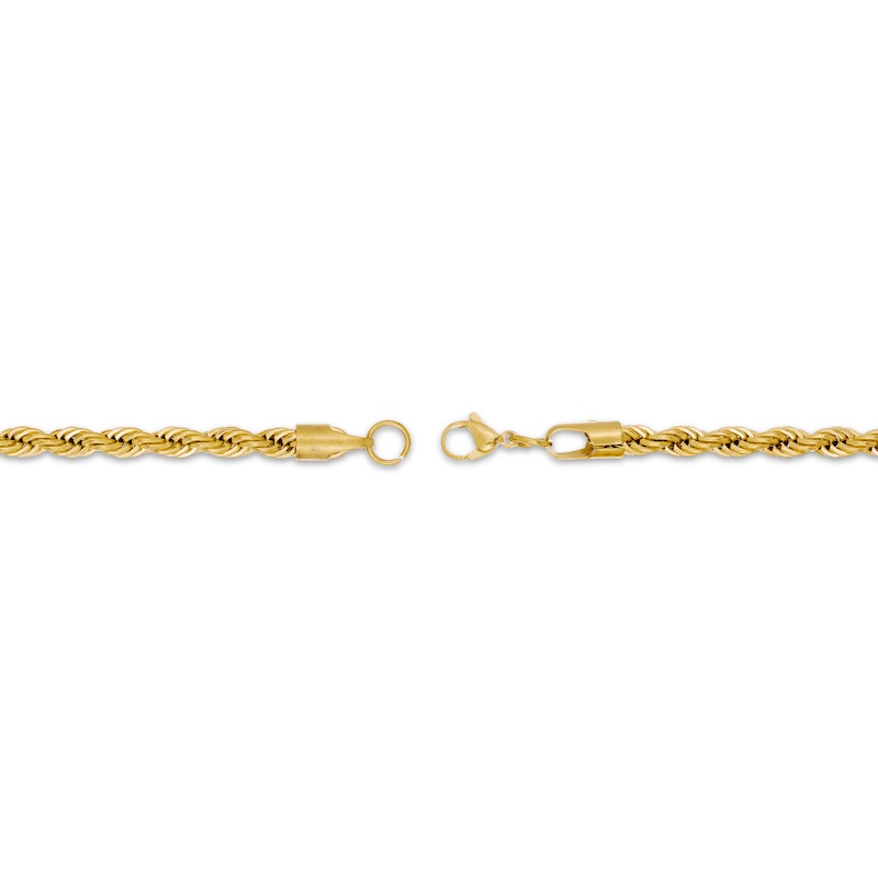 Main Image 3 of Rope Chain Necklace 4mm Yellow Ion-Plated Solid Stainless Steel 18&quot;