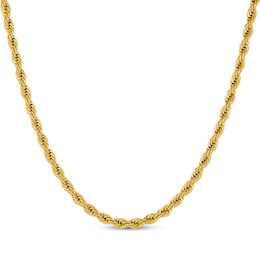 Rope Chain Necklace 4mm Yellow Ion-Plated Solid Stainless Steel 24"