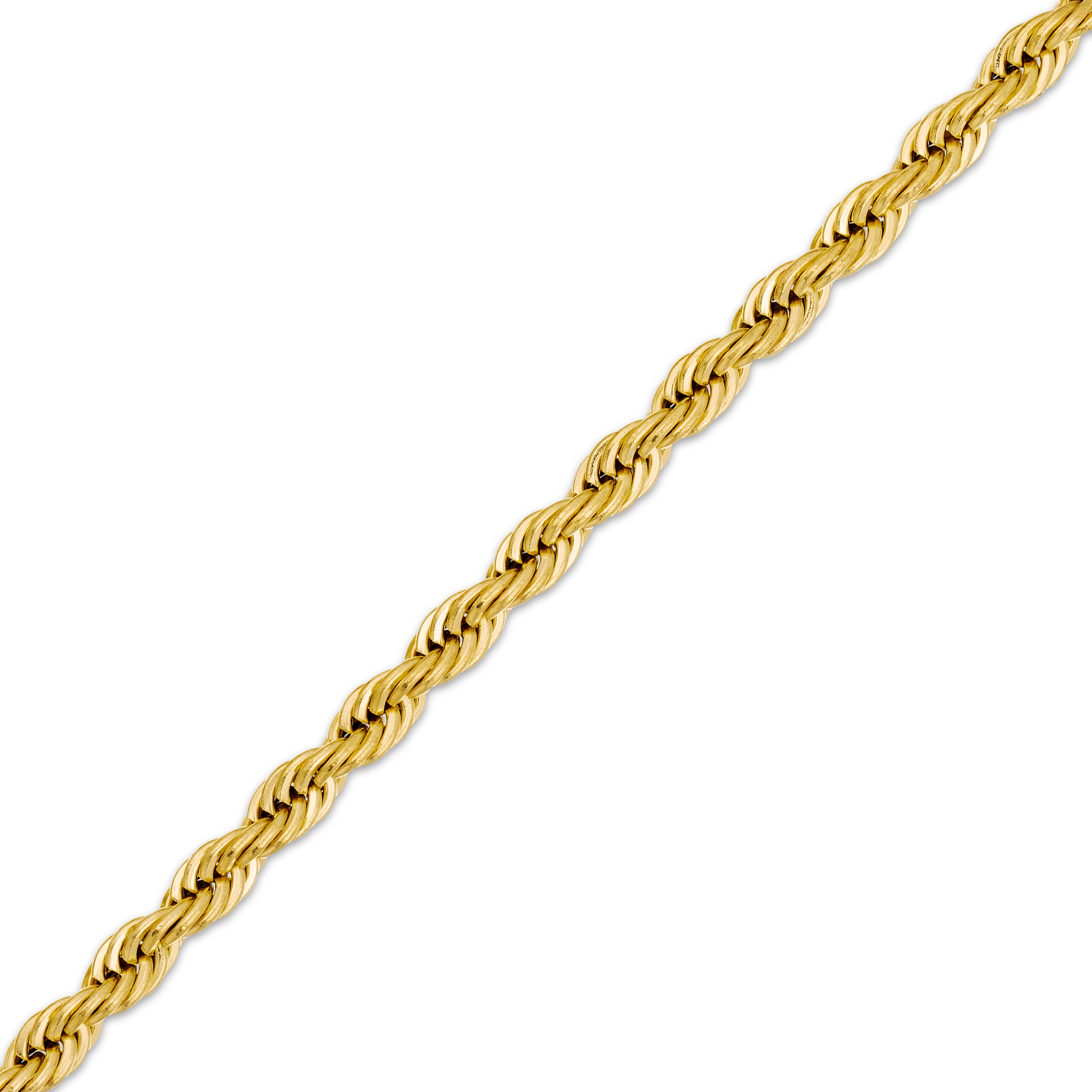 Main Image 2 of Rope Chain Necklace 4mm Yellow Ion-Plated Solid Stainless Steel 30&quot;
