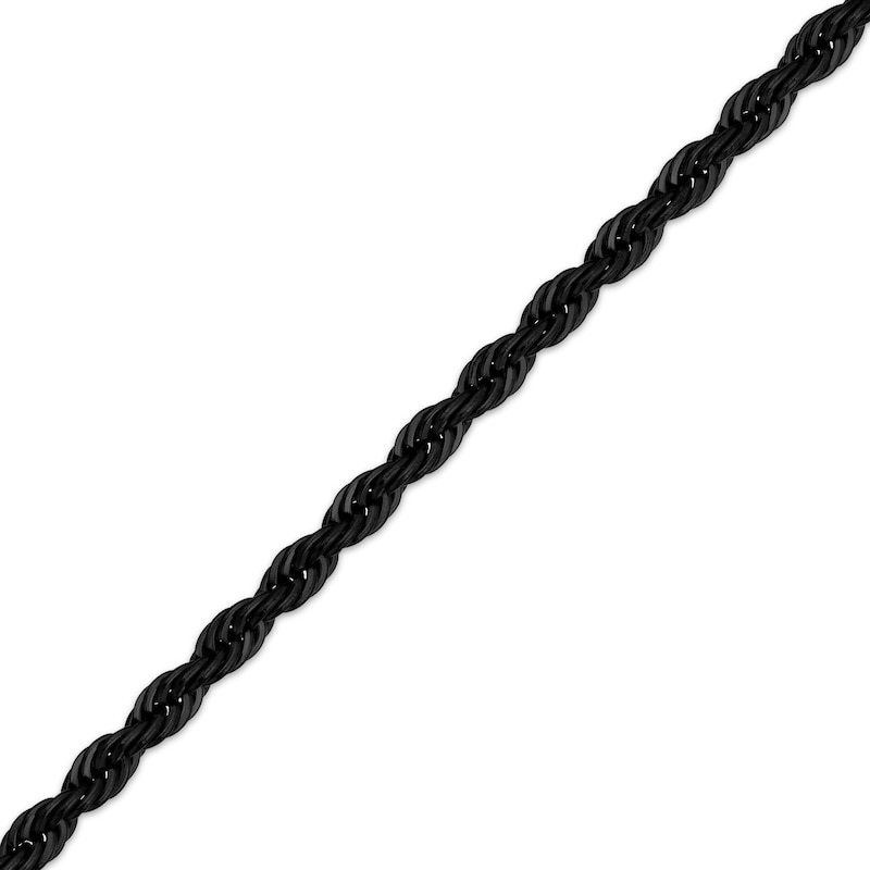 Main Image 2 of Rope Chain Necklace 4mm Black Ion-Plated Solid Stainless Steel 18&quot;