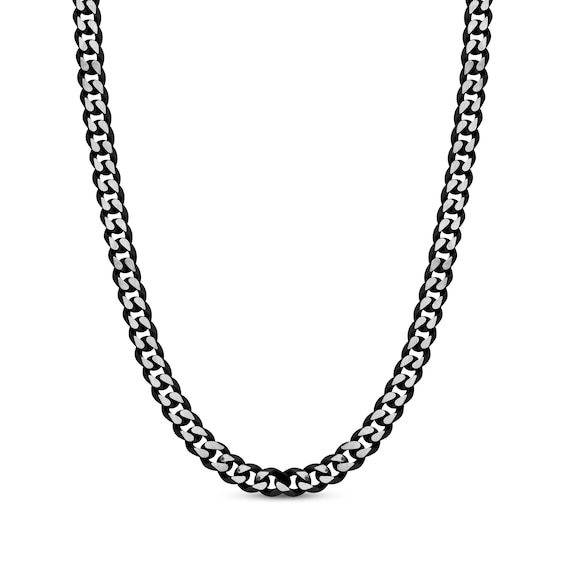 Curb Chain Necklace 8mm Solid Stainless Steel & Black Ion Plating 22"