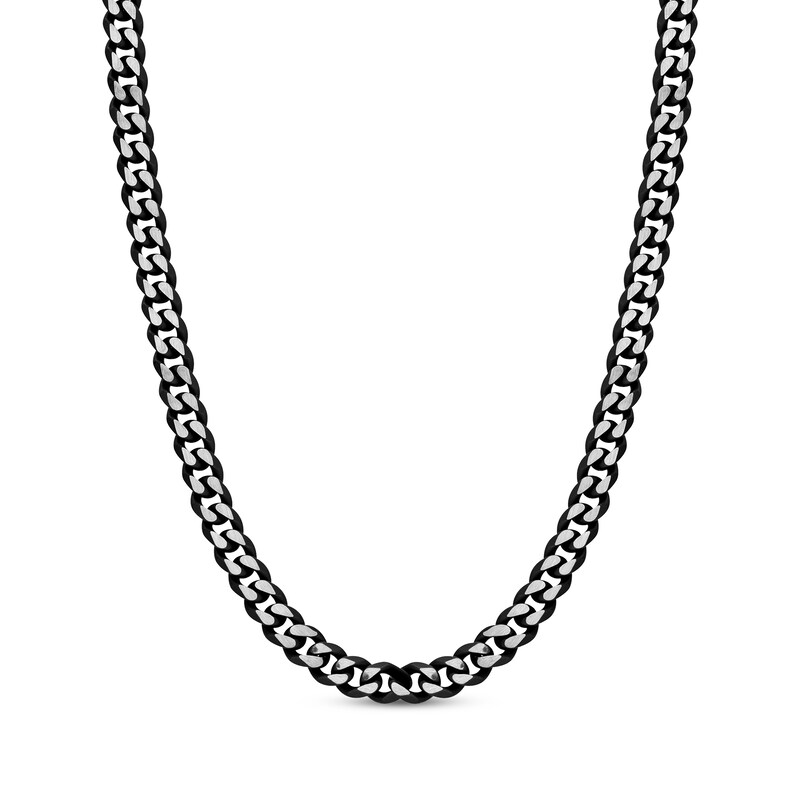 Main Image 1 of Curb Chain Necklace 8mm Solid Stainless Steel & Black Ion Plating 22&quot;