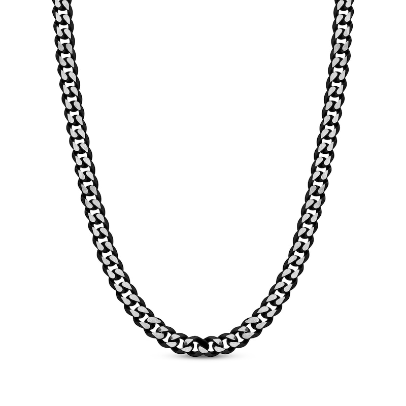 Main Image 1 of Curb Chain Necklace 8mm Solid Stainless Steel & Black Ion Plating 24&quot;