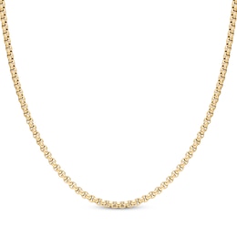 Round Box Chain Necklace 3.5mm Yellow Ion-Plated Solid Stainless Steel 18"