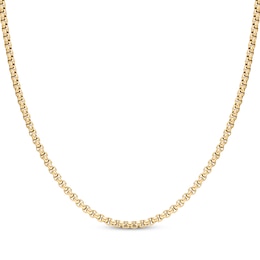 Round Box Chain Necklace 3.5mm Yellow Ion-Plated Solid Stainless Steel 20"