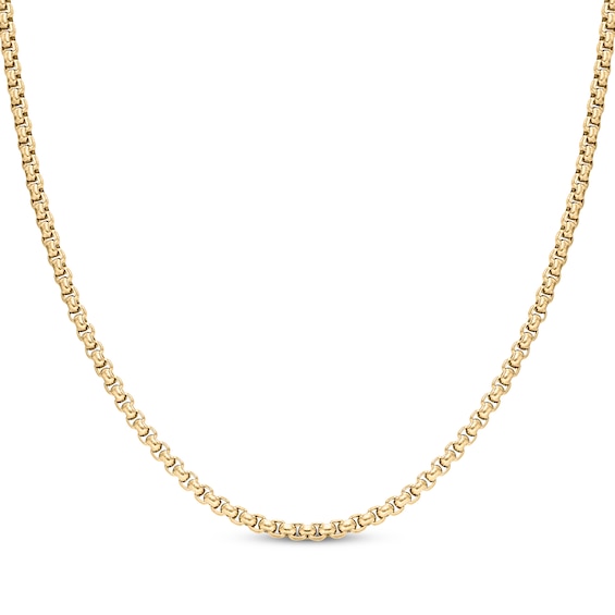 Round Box Chain Necklace 3.5mm Yellow Ion-Plated Solid Stainless Steel 20"
