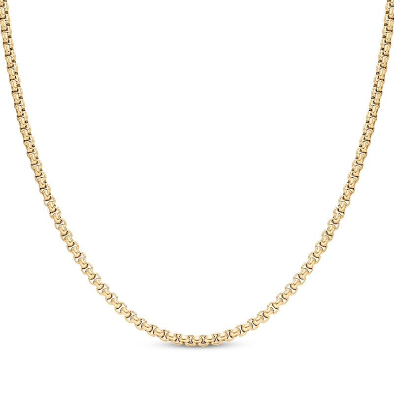 Main Image 1 of Round Box Chain Necklace 3.5mm Yellow Ion-Plated Solid Stainless Steel 20&quot;