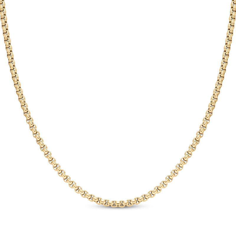 Main Image 1 of Round Box Chain Necklace 3.5mm Yellow Ion-Plated Solid Stainless Steel 24&quot;