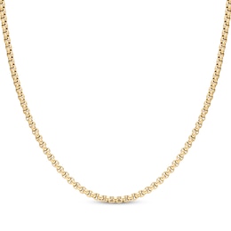 Round Box Chain Necklace 3.5mm Yellow Ion-Plated Solid Stainless Steel 30"