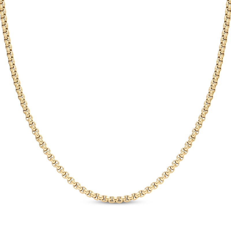 Main Image 1 of Round Box Chain Necklace 3.5mm Yellow Ion-Plated Solid Stainless Steel 30&quot;