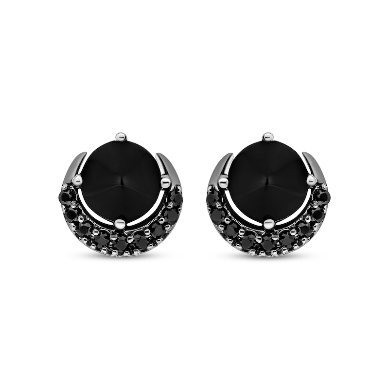 Main Image 2 of Disney Treasures Hocus Pocus Black Onyx & Black Diamond Crescent Earrings 1/5 ct tw Sterling Silver