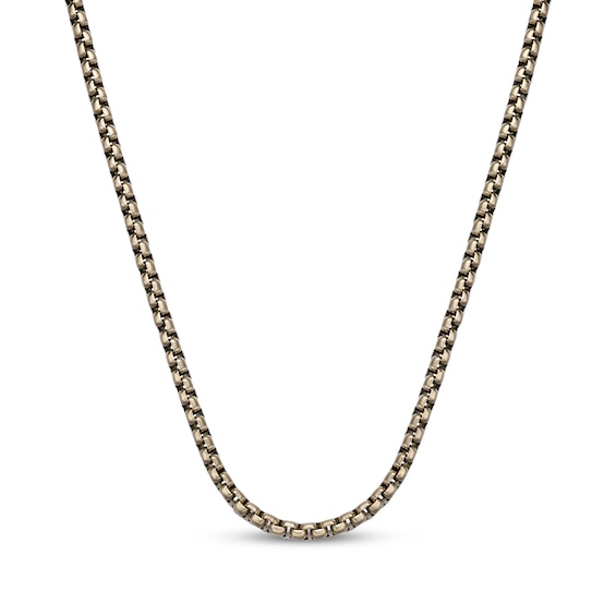 Box Chain Necklace 4mm Yellow Ion-Plated Solid Stainless Steel 22"