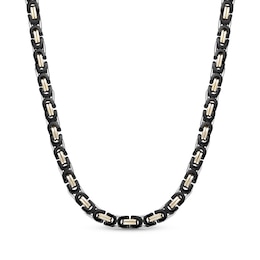 Link Chain Necklace 6mm Solid Stainless Steel with Black & Yellow Ion Plating 22"
