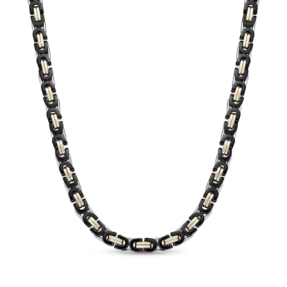 Link Chain Necklace 6mm Solid Stainless Steel with Black & Yellow Ion Plating 22"