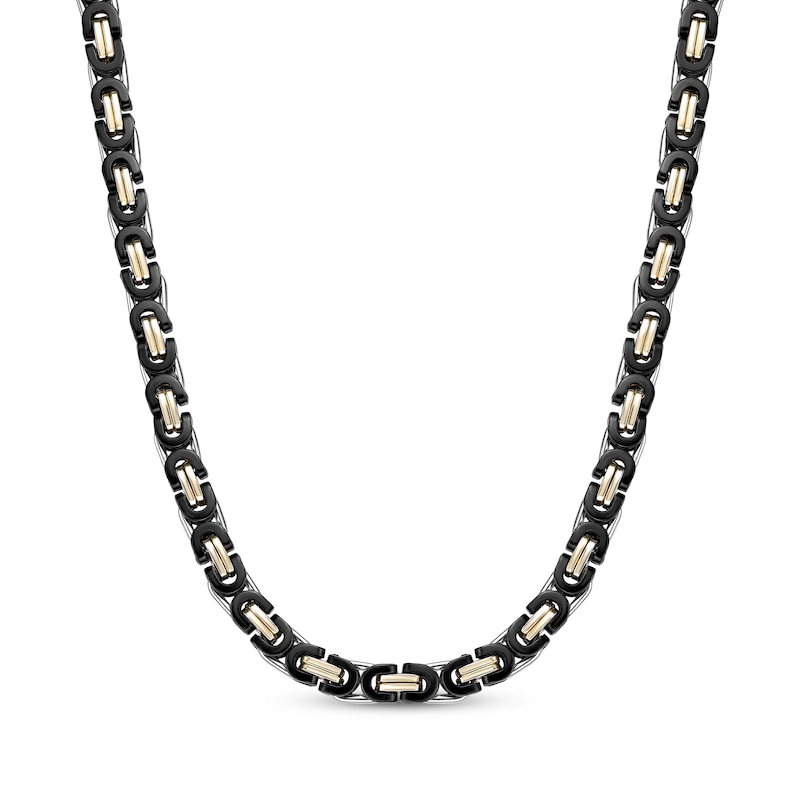 Main Image 1 of Link Chain Necklace 6mm Solid Stainless Steel with Black & Yellow Ion Plating 22&quot;